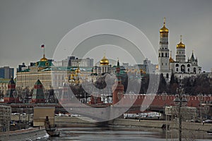 View of the Moscow Kremlin from the Ustinsky Bridge.