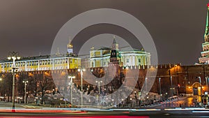View of Moscow Kremlin in winter night. Russia