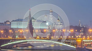 View of Moscow Kremlin in winter night. Russia