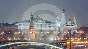 View of Moscow Kremlin in winter night. Russia