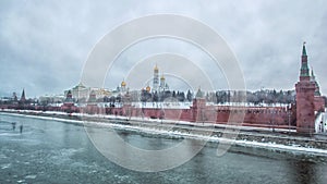 View of Moscow Kremlin in winter. Russia
