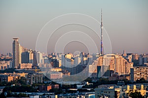 View of Moscow with the Ostankino television tower, Russia