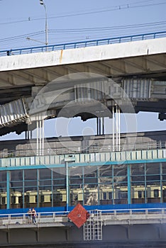 View of Moscow underground bridge in Moscow. Color photo