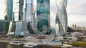 View of Moskva-city Moscow International Business Center Moscow, Russia. Clip. Top view of the magnificent Business