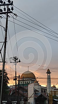 View of the mosque at dusk towards maghrib