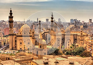 View of the Mosques of Sultan Hassan and Al-Rifai in Cairo photo