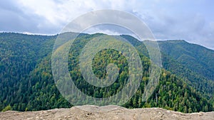 A view of the most beautiful mountains in a panoramic scene. View from Tomasovsky Vyhlad in Slovak Paradise National