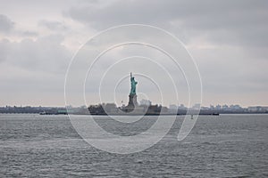 View of the most emblematic buildings and skyscrapers of Manhattan (New York). Statue of Liberty photo