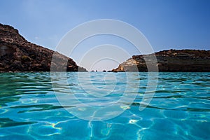 View of the most famous sea place of Lampedusa called Spiaggia dei conigli