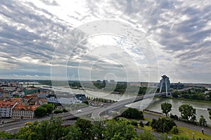 View of Most SNP and Danube river in Bratislava