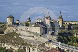 View of the Most Zamkowy and Castle of Kamianets-Podilskyi in Western Ukraine