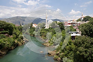 View of Mostar and Neretva river