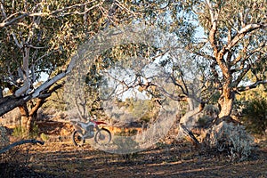 View of motor bike in the Tirari Desert
