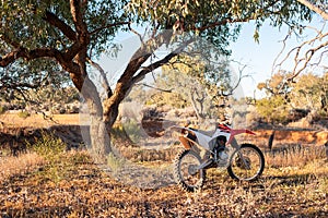 View of motor bike in the Tirari Desert