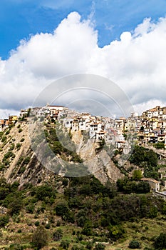View of Motta Camastra, a village in Sicily not far from Taormina photo