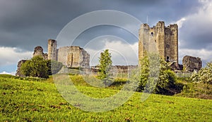 A view of the motte and bailey castle at Conisbrough, UK