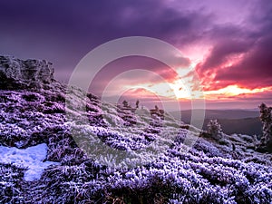 View from a mounatin range of Jeseniky moutains to a valey