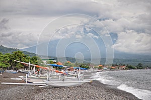 View of mount Agung from Amed beach