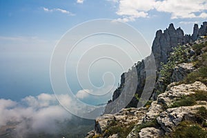 View from Mount Ai-Petri, Crimea. Beautiful nature of Crimea