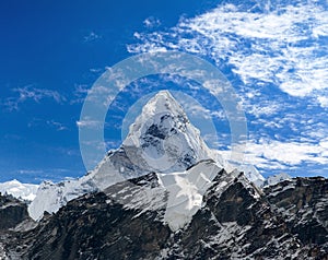 View of mount Ama Dablam on the way to Everest Base Camp