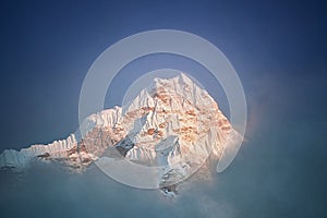 View of Mount Amphu Gyabjen in Himalaya mountains at sunset. Khumbu valley, Everest region, Nepal photo