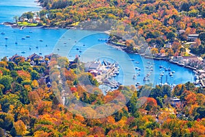 View from Mount Battie overlooking Camden harbor, Maine photo