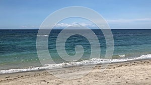 View of Mount Batur in Bali through the strait from the island of Lombok, Indonesia, slow motion