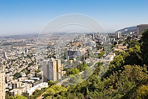 View from Mount Carmel to Haifa in Israel