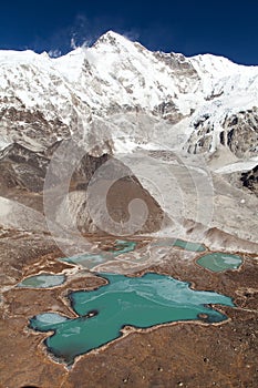 View of Mount Cho Oyu and Cho Oyu base camp