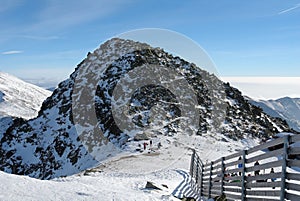 View of Mount Chopok on a winter day in the ski resort Jasna