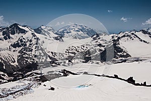 View from mount Elbrus to the Main Caucasian Ridge,