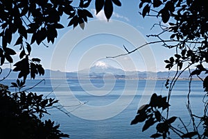 View of Mount Fuji seen from Enoshima Island