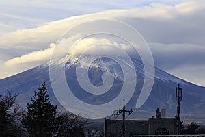 View of mount Fuji from shintoist temple at Shimoyoshida, Fujioshida photo