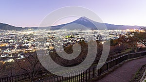 View of Mount Fuji from the viewpoint of Chureito Pagoda.Chureito Pagoda was built on the mountainside of Fujiyoshida City as a