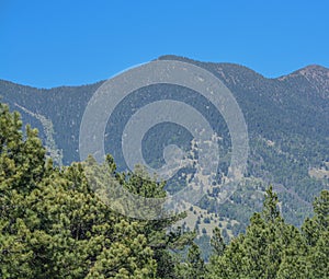 The view of Mount Humphreys and its Agassiz Peak. One of the San Francisco Peaks in the Arizona Pine Forest. Near Flagstaff, Cocon photo