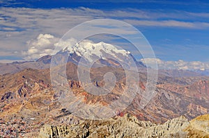 View of Mount Illamani near La Paz, Bolivia, South America photo