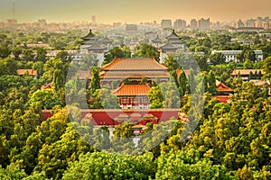The view from Mount Jingshan to the Gate of Prowess, the Northern Gate Forbidden City