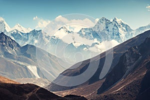 View of Mount Kangtega in Himalaya mountains, Nepal