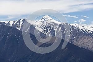 View of Mount Kazbek from Tsey Loam pass
