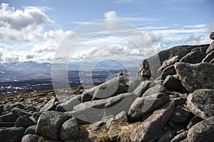 View from Mount Keen summit. Cairngorm Mountains, Aberdeenshire, Scotland