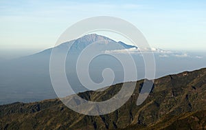 View from mount Kilimanjaro on a mount Meru