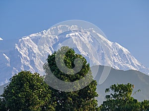 View of the mount Lamjung Himal from Pokhara, Himalayas, Nepal