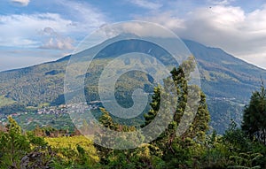 View of Mount Lawu in a sunny morning