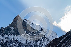 View of Mount Machhapuchhre, Annapurna Conservation Area, Himalaya, Nepal.