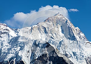 View of mount Makalu from Kongma La pass blue colored