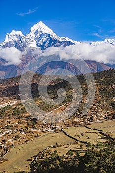 View from mount near Khunde Village, Nepal photo