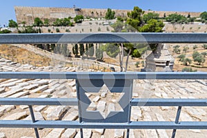 View from the Mount of Olives over the tombs of the Jewish cemetery, Jerusalem, Israel