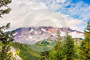 View on Mount Rainier in Mount Rainier National Park USA