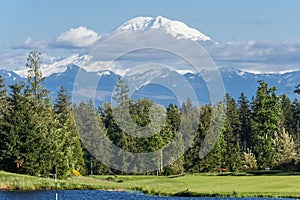 View of Mount Rainier summit Washington USA