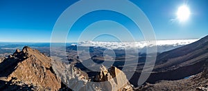 The view from mount ruapehu looking across to mount ngauruhoe mt doom in light cloud